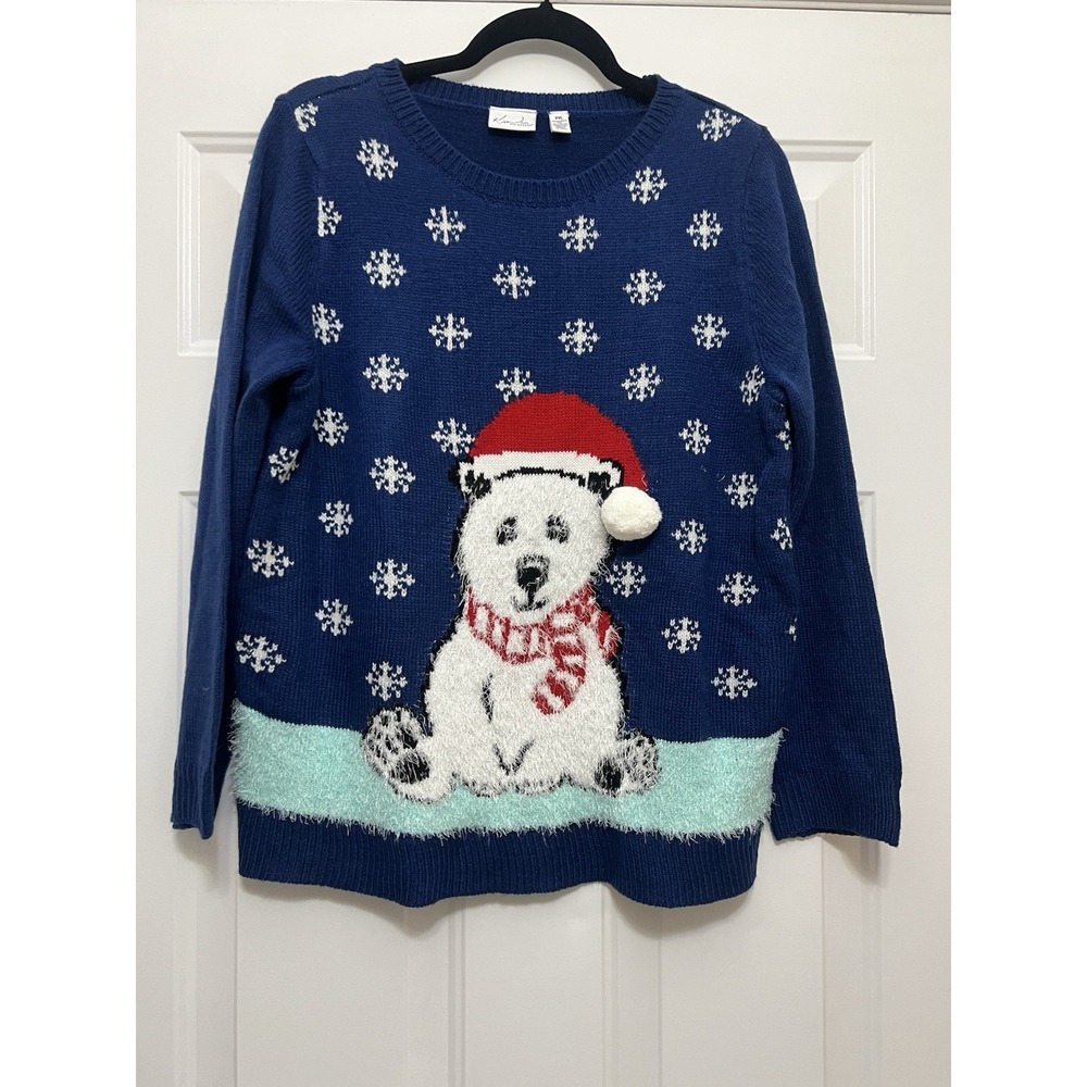 Kim Rogers Snowflakes Polar Ugly Christmas Sweater XL PXL Holiday Festival